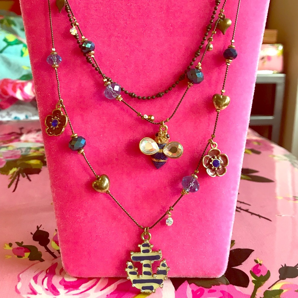 Betsey Johnson Anchor And Bee Illusion Necklace
